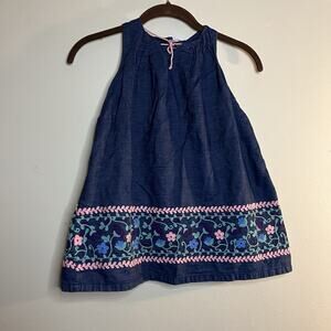 Artisan NY Girls Dress Size 4T Blue Jean With Embroidery At Hem